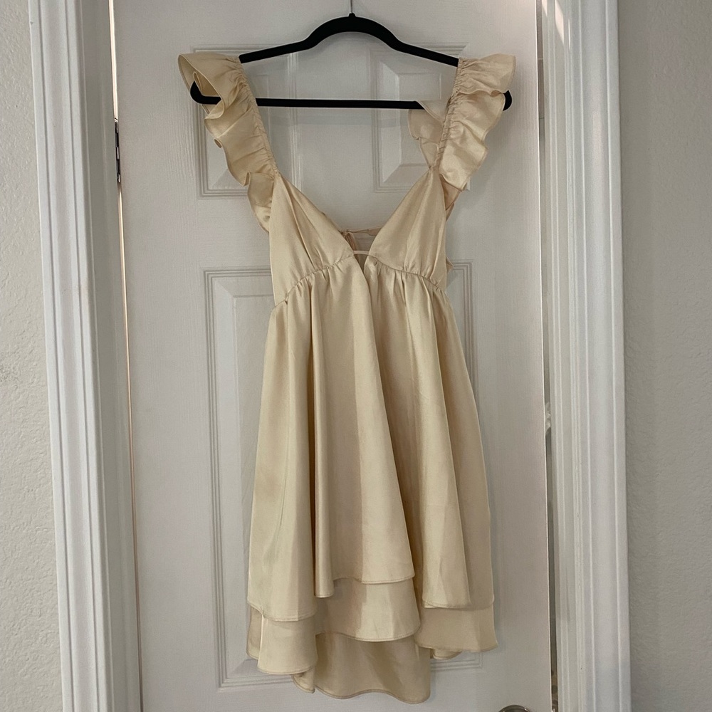 Cotton Candy LA - Champagne, Open Back Mini Dress